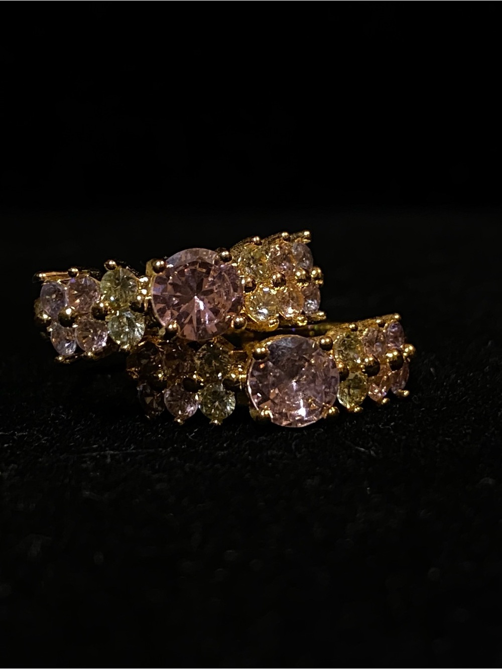 Gold-Plated Stainless Steel Blush Pink Morganite-Tone CZ Cluster Huggie Earrings